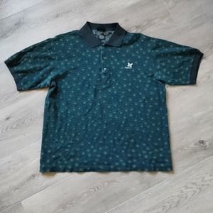 VINTAGE Bobby Jones Polo L Kapalua Hawaii Golf Shirt Green All Over Print Retro